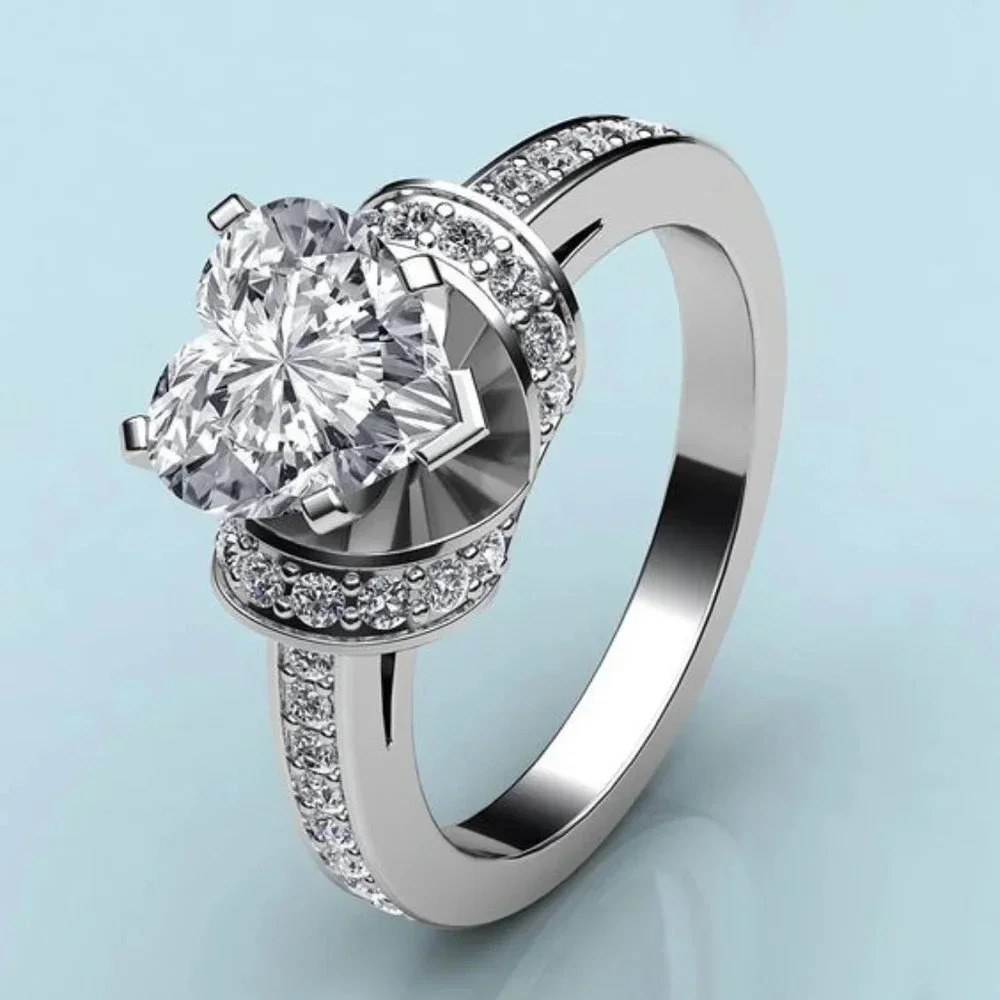 ▶Wedding Heart Diamond Ring for Women, F147 - Picture 2 of 7